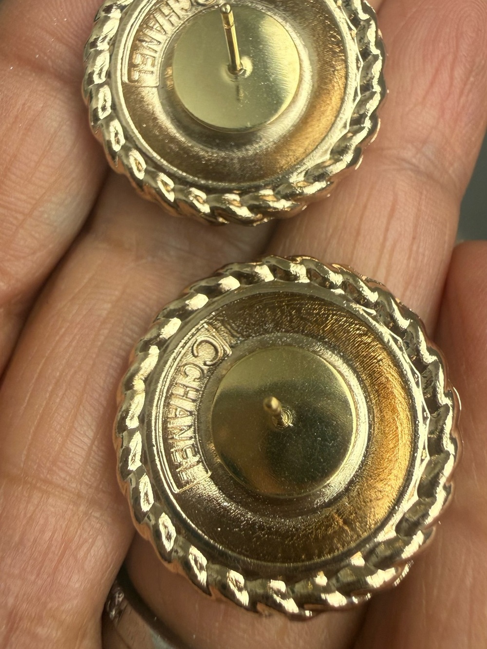 Vintage Gold CC Statement Repurposed Studs - Picture 4 of 7
